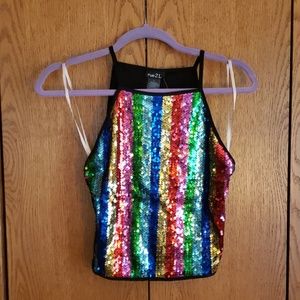 Rue21 rainbow sequined Taylor Swift style crop top